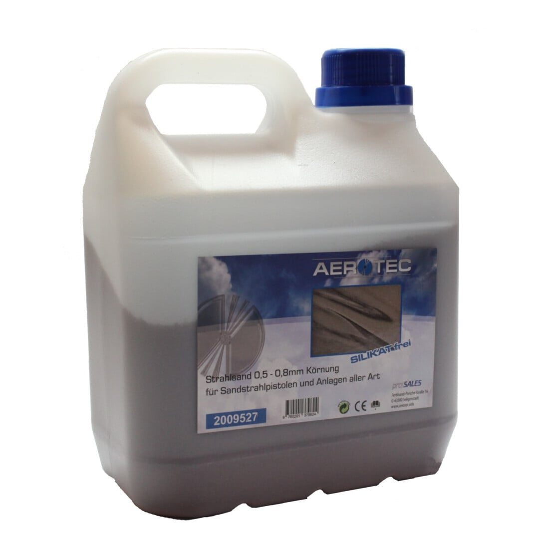 Aerotec Strahlsand Strahlgut Strahlmittel 1,5 L Körnung 0,5- 0,8 mm Kanister
