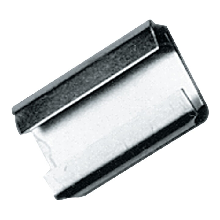 Agrafe de fermeture l.13 mmxL28 mm pour ruban d'emballage en acier de 13 mm