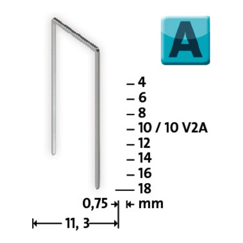 Agrafe FEIN 53 largeur de l'agrafe 11,3 mm 10 mm 0,75 mm extra dure 1000 un. NOV