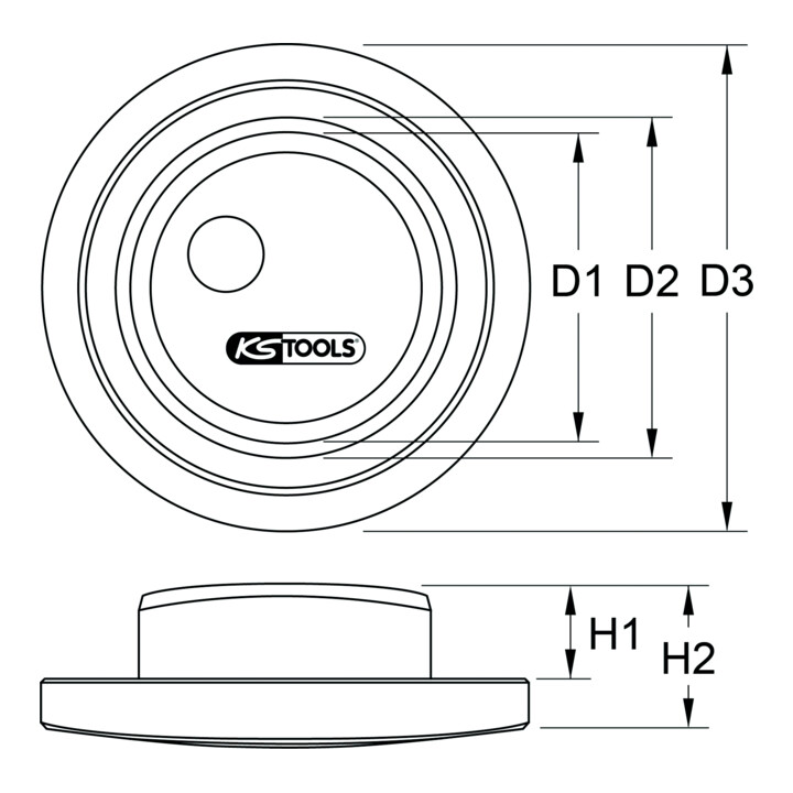 Aide montage palier à roue pour Volvo, essieu relevable, Ø61 mm KS Tools