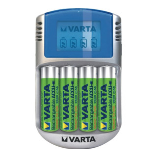 Akkuladegerät LCD Charger f.4 Akkus 4xAA 2600 mAh,12V Adapter,USB Kab.VARTA