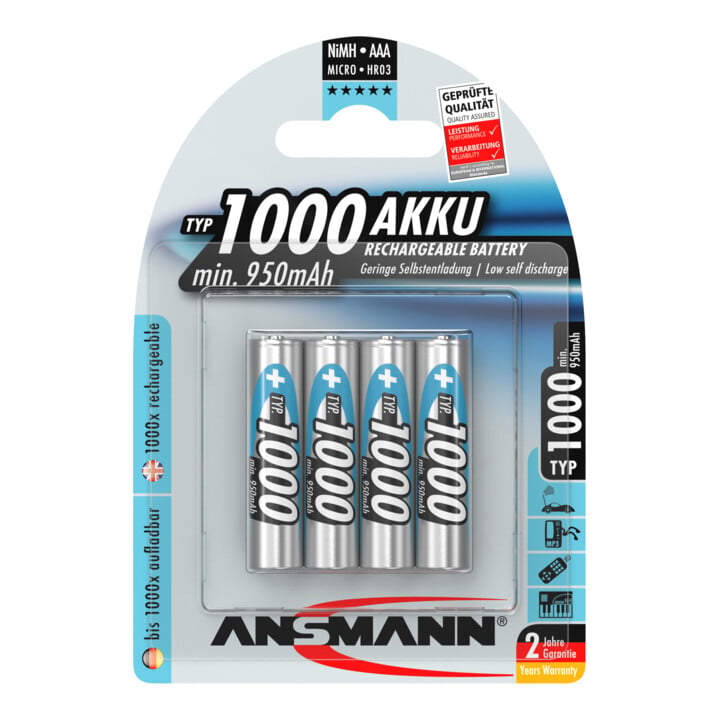 Akkuzelle Micro 1000mAh 1,2V NiMH ANSMANN./Blister
