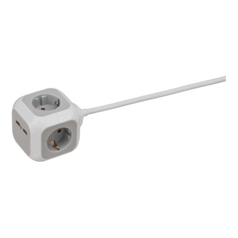 ALEA-Power USB-laderblok 4-voudig, 1,4 m H05VV-F 3G1.5