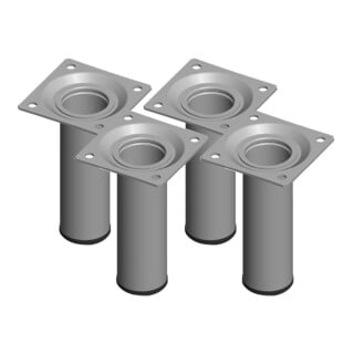 alfer Unterbau-Möbelfuß BURGUND Ø 30 x 100mm weißaluminium pulverbeschichtet
