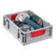 Allit Transportstapelbehälter L400xB300xH120mm grau PP geschlossener Griff rot-4