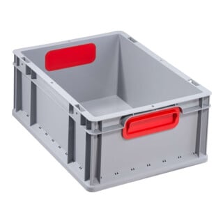 Allit Transportstapelbehälter L400xB300xH170mm grau PP geschlossener Griff rot