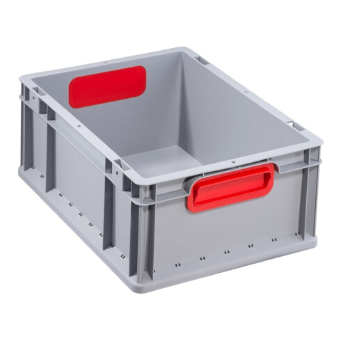 Allit Transportstapelbehälter L400xB300xH170mm grau PP geschlossener Griff rot