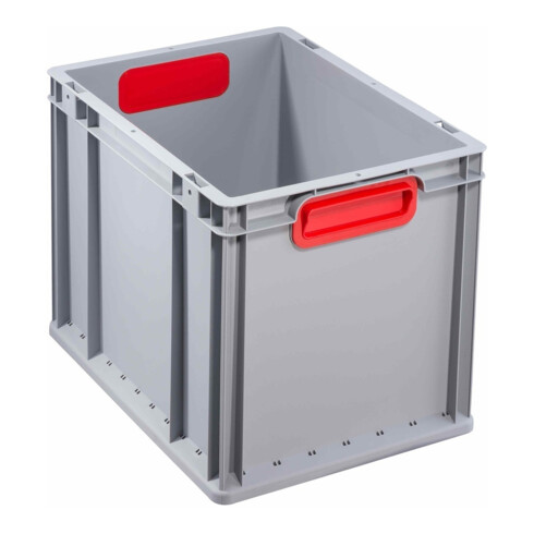 Allit Transportstapelbehälter L400xB300xH320mm grau PP geschlossener Griff rot