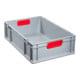 Allit Transportstapelbehälter L600xB400xH170mm grau PP geschlossener Griff rot-1