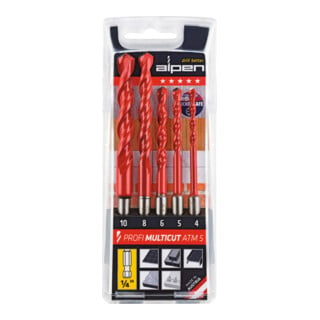 ALPEN Set di punte bit multiuso in metallo duro, 1/4" (E 6,3), Punta Ø4-10mm
