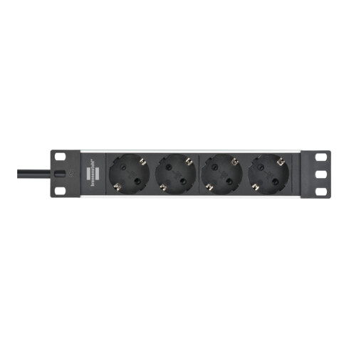 Alu-Line 10" Steckdosenleiste für Schaltschränke 4-fach 2m H05VV-F3G1,5 silber/schwarz
