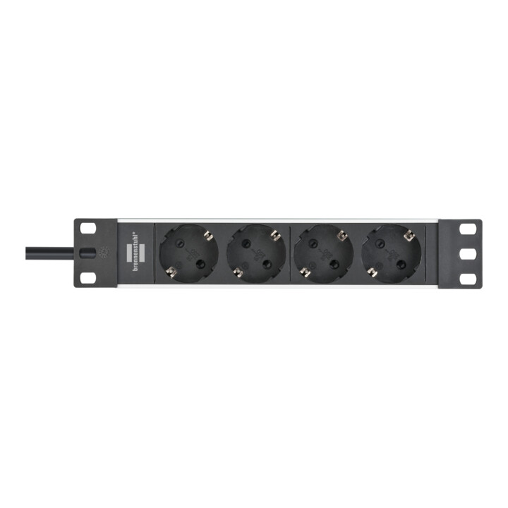 Alu-Line 10" Steckdosenleiste für Schaltschränke 4-fach 2m H05VV-F3G1,5 silber/schwarz