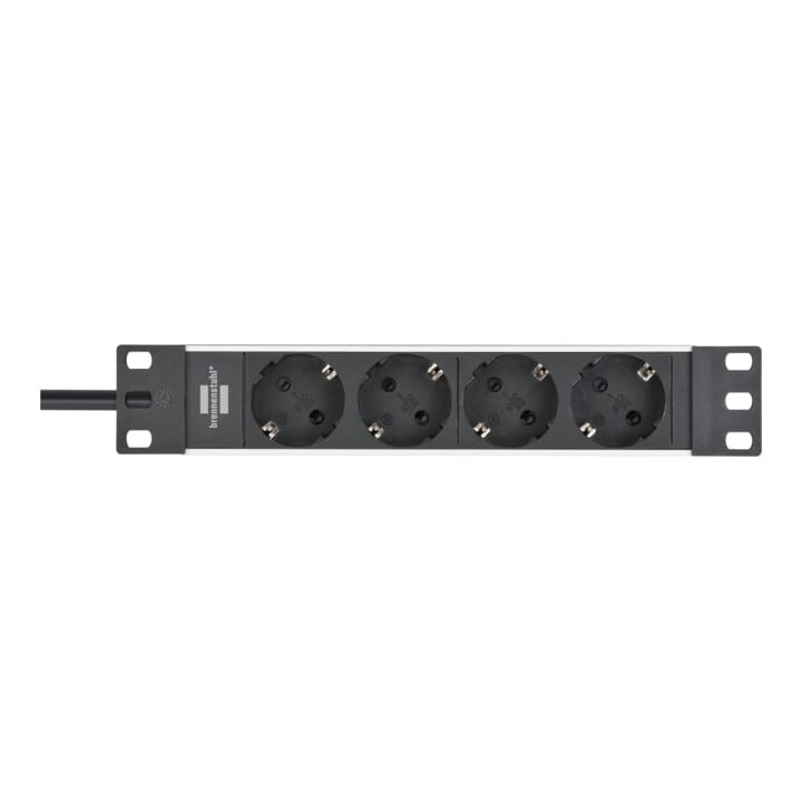 Alu-Line 10" stekkerdoos voor schakelkasten 4-voudig 2m H05VV-F3G1.5 zilver/zwart