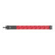 Alu-Line 19" stekkerdoos voor schakelkasten met 10A automatische stroomonderbreker en IEC C14 netstekker 8-voudig zilver/rood 2m H05VV-F 3G1.0-4