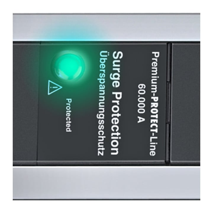 Alu-Office-Line 60.000A Überspannungsschutz-Steckdosenleiste mit USB-Ladefunktion 4-fach 1,8m H05VV-F 3G1,5