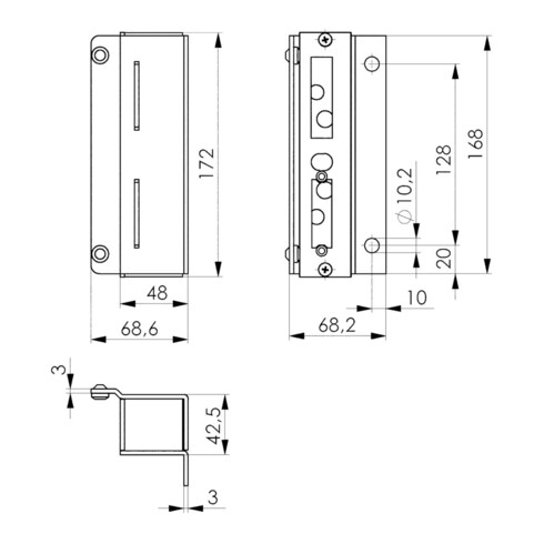 AMF Boîtier de serrure 147A-30+40 pour fixation par cheville