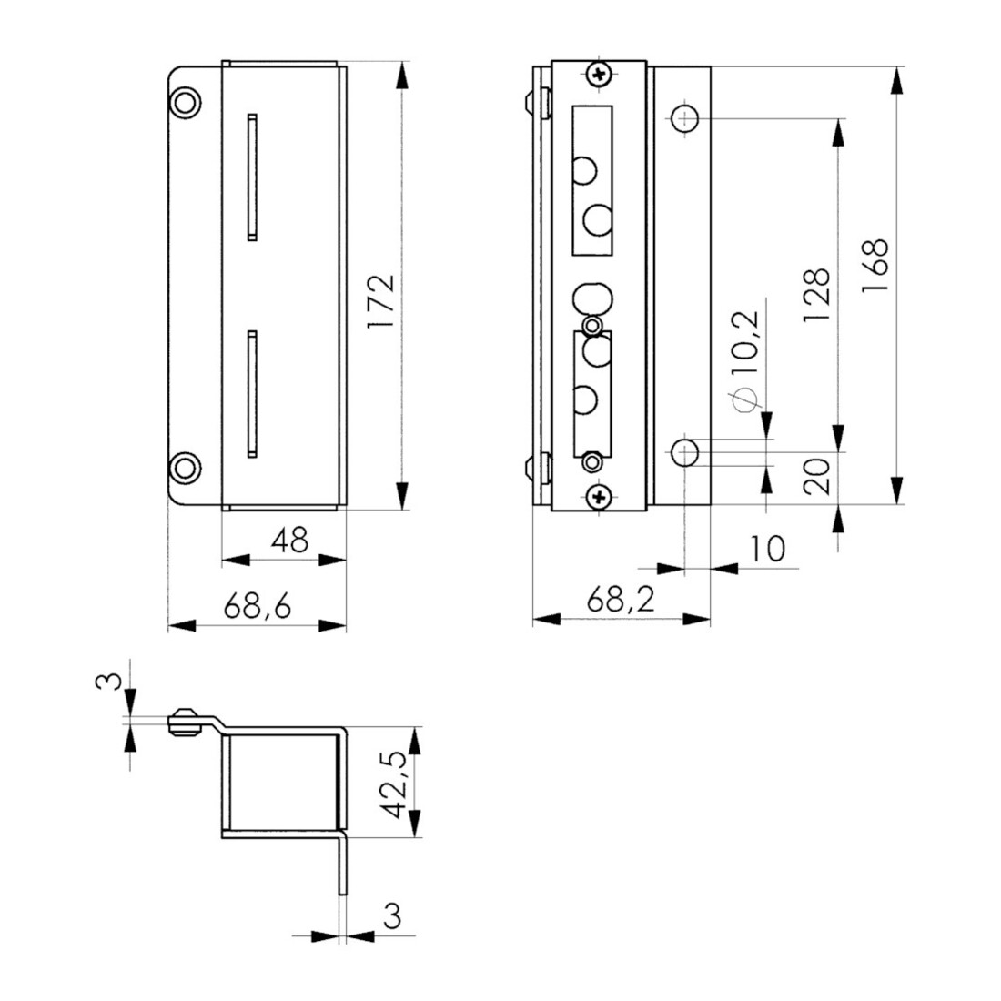 AMF Boîtier de serrure 147A-30+40 pour fixation par cheville