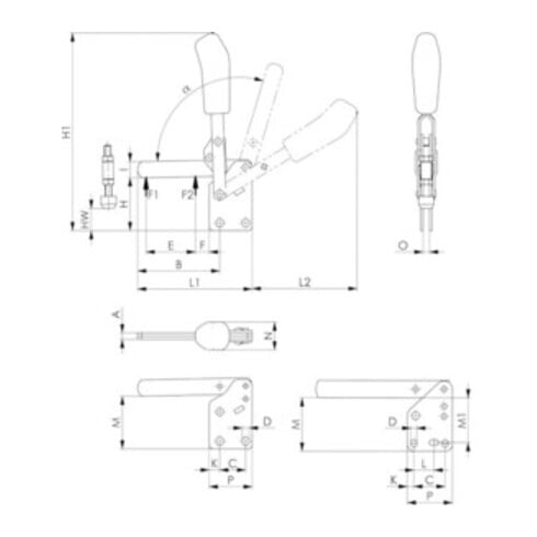 AMF Boîtier de serrure pour portail coulissant 140S DIN L/R dimension A 60 dimension B 94 dimension C 173mm