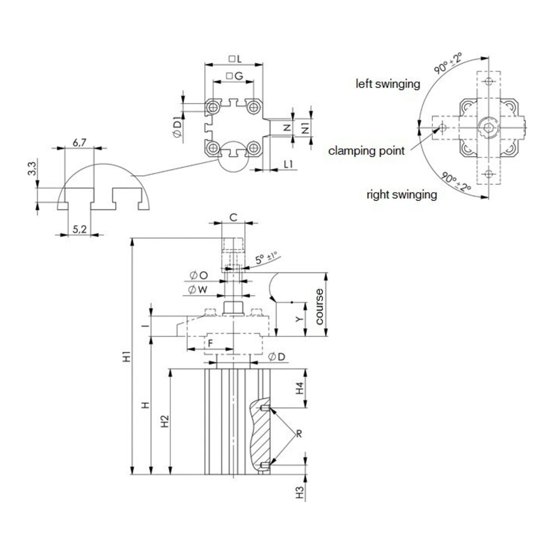 AMF Bride de serrage réglable coudée 10 mm