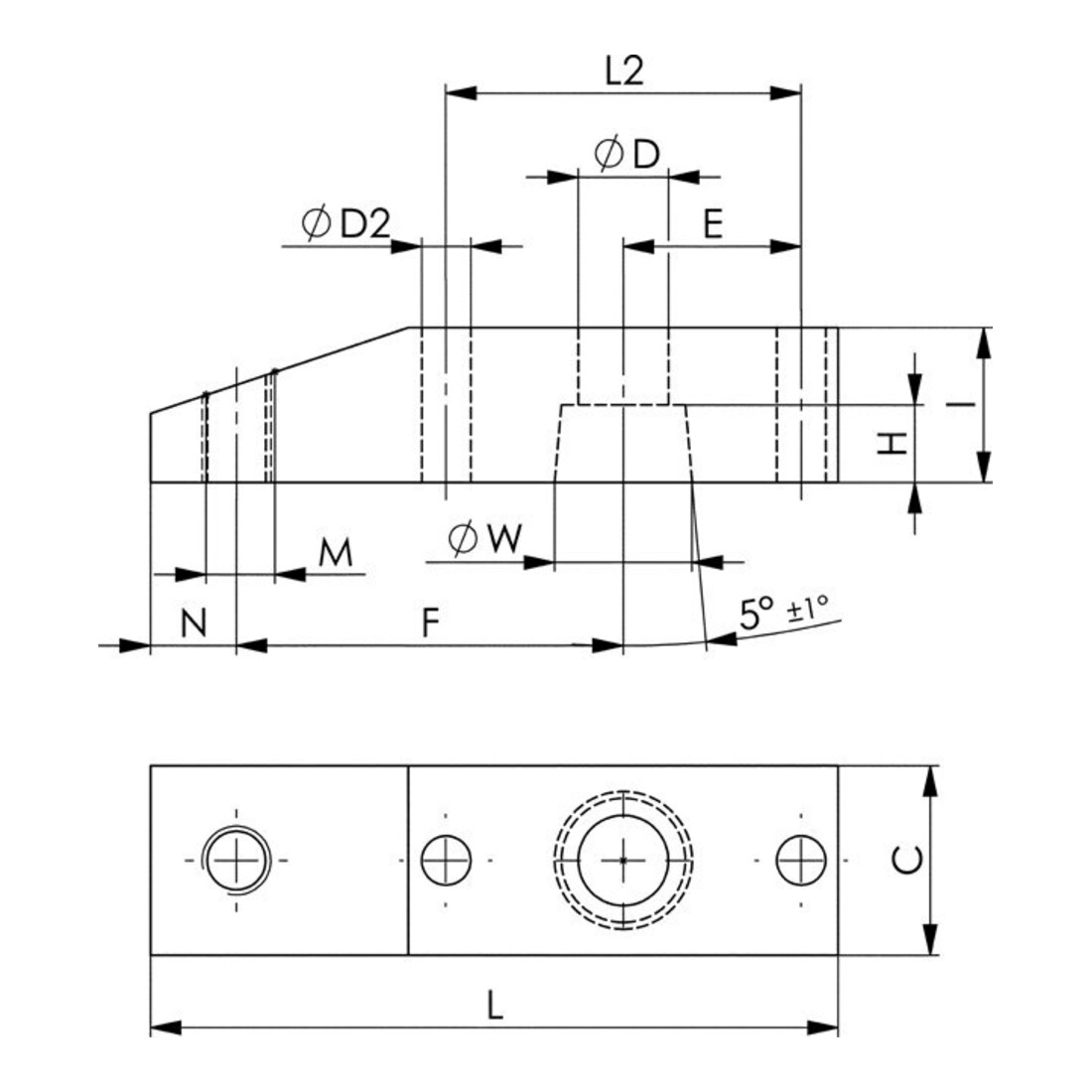 AMF Bride de serrage réglable coudée 22 mm