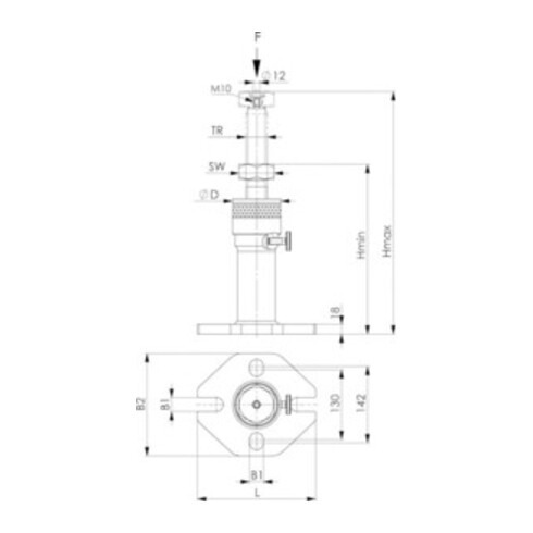 AMF Étau à vis n°6400M Gr.80 avec appui plat et pied magnétique H.60-80mm
