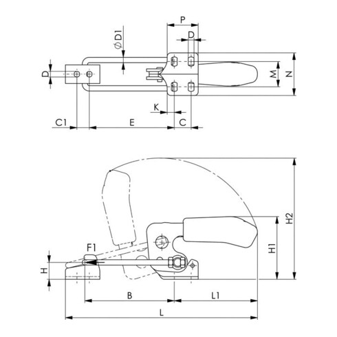 AMF Kraftspanner verschiebbar 7600-22 M10x12