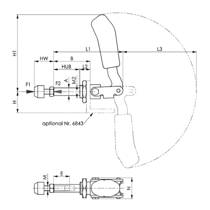 AMF Collier de serrage pour tige poussoir n° 6844 - court, acier inoxydable