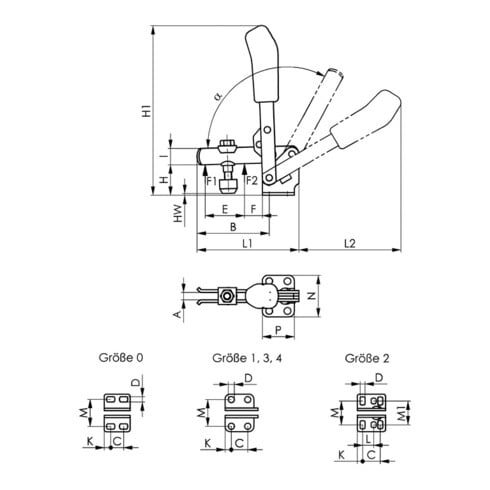 Pince verticale AMF, pied horizontal, inoxydable, No. 6800NI