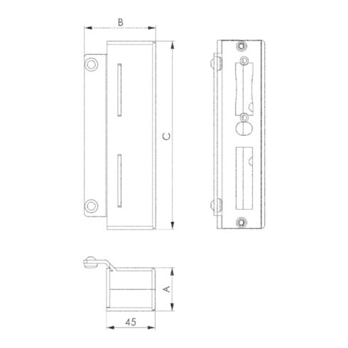 AMF Schließkasten 147 V2A Ausf. f. E-Öffner VA z. Anschweißen