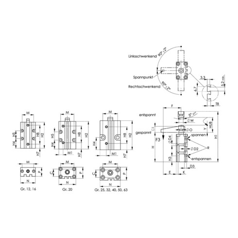 AMF Schwenkspanner Nr.6829B BR-Gr.63 pneumatisch Blockversion