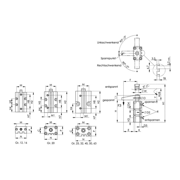 AMF Schwenkspanner Nr.6829B BR-Gr.63 pneumatisch Blockversion