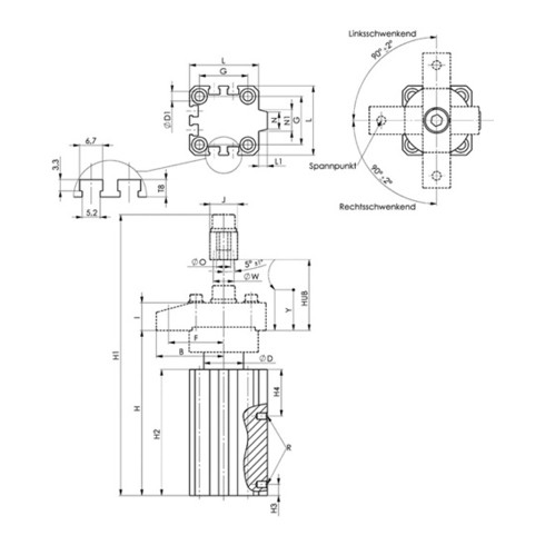 AMF Schwenkspanner Nr.6829W WL-Gr.40 pneumatisch m.Schweißschutz