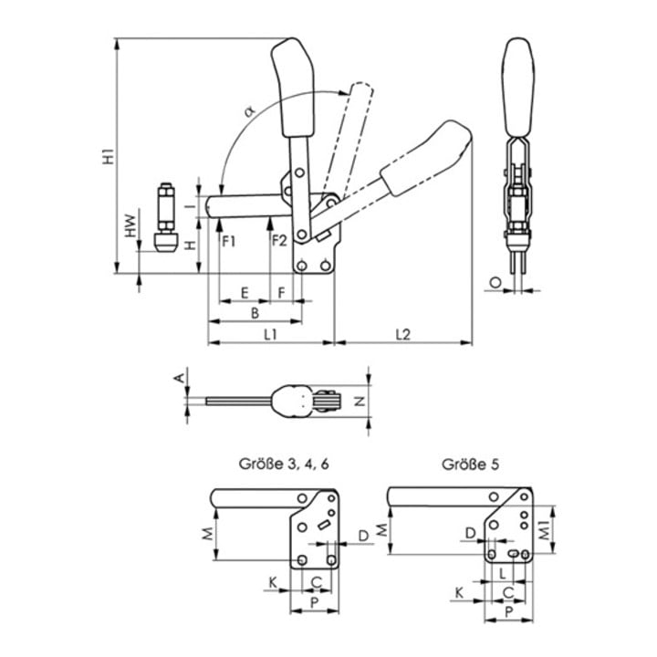 AMF Senkrechtspanner Nr.6806 Gr.6 senkrechter Fuß