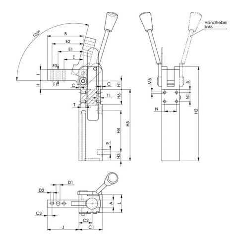 Klem Nr.6314Z f.T-slot 10mm L.80mm AMF