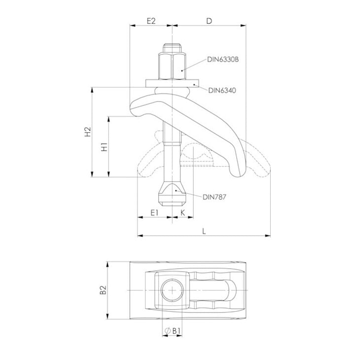 AMF Spanneisen 6314V abgeschrägt mit Stützschraube Nut 20 mm H 16 - 65 mm