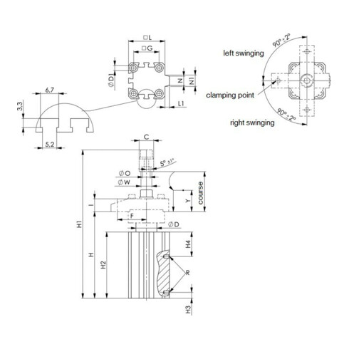 AMF Spanneisen 6316V gekröpft mit Stützschraube Nut 10 mm