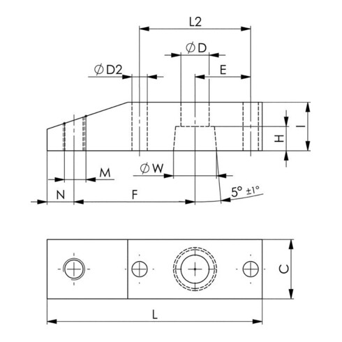 AMF Spanneisen 6316V mit Stützschraube gekröpft Nut 22 mm
