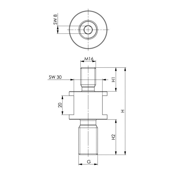 AMF Stiftschraube DIN6379 M8x80mm vergütet auf 10.9
