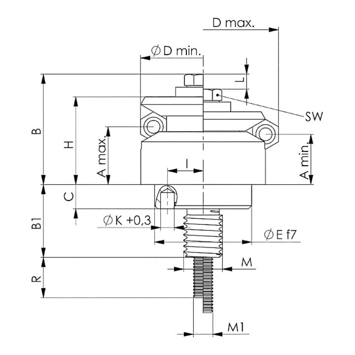 AMF T-groefbout (10.9. / 8.8.) compleet, Type: 6625