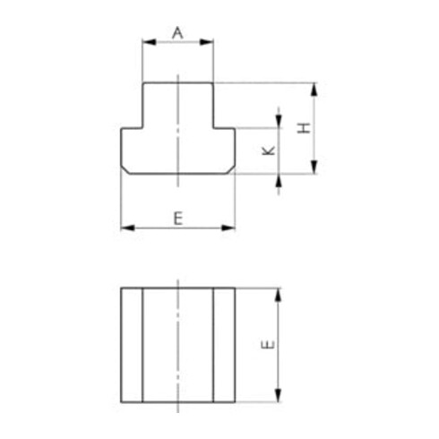 AMF T-groefstuk lang, Nominale T-groefmaat / schroefdraad: 12/M10 mm