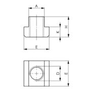 AMF T-groefstuk met schroefdraad, Nominale T-groefmaat: 8mm-5