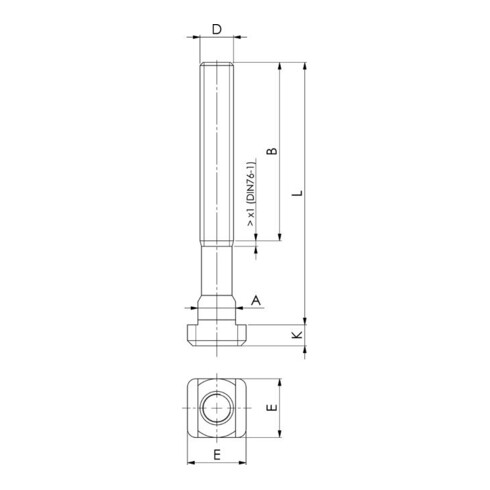 AMF T-groefstuk rombus, Nominale T-groefmaat / schroefdraad: 22/M20 mm