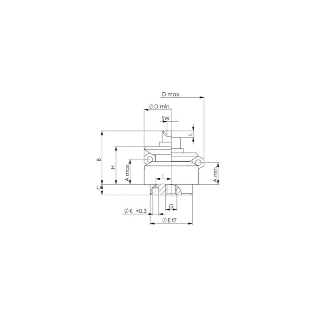 Fixation de l'écrou pour rainure en T AMF n° 6322A