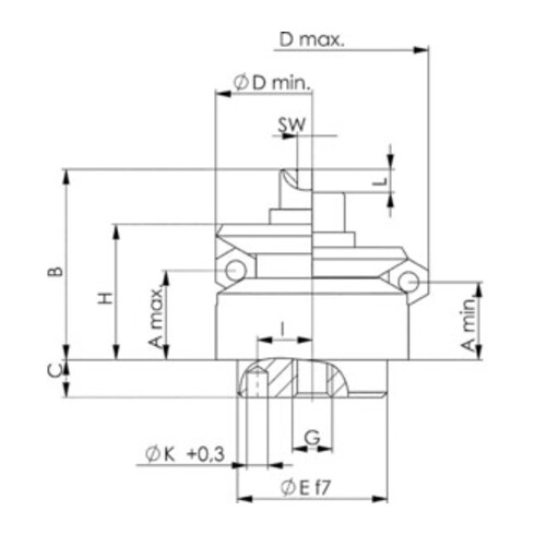 Fixation de l'écrou pour rainure en T AMF n° 6322A