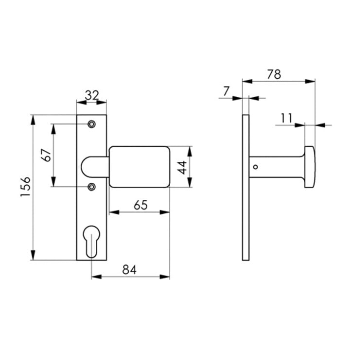 AMF Türknopf-Kurzschild 486Z fest Alu.F1/naturf.4-KT.8mm