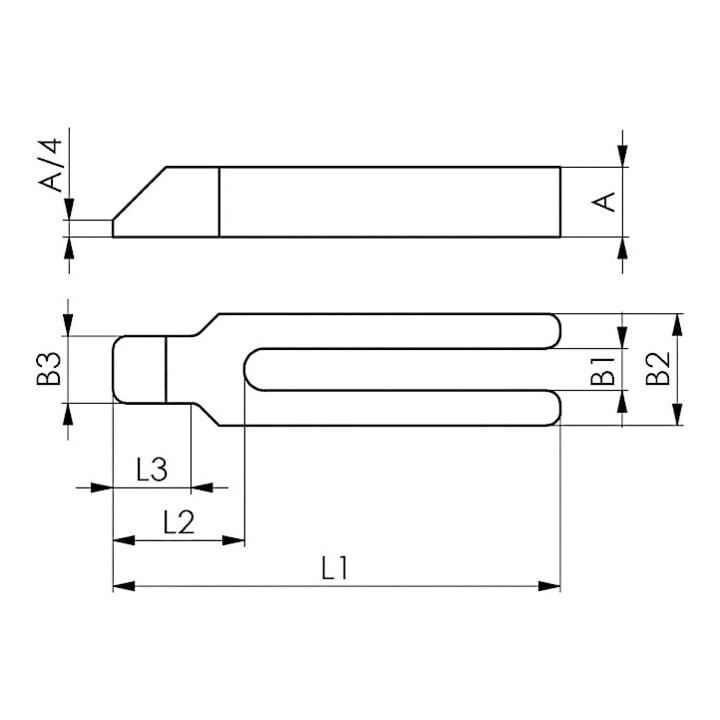 AMF Vorkspanijzer afgeschuind, DIN 6315 B, Sleufbreedte x totale lengte: 11X100 mm