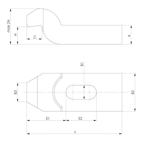 AMF Vorkspanijzer met neus, DIN 6315 GN, Sleufbreedte x totale lengte: 14X160 mm