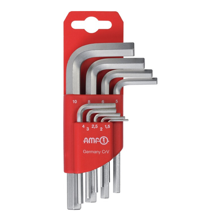 AMF Winkelschraubendreher Satz 9tlg. 6KT SW1,5-10mm ISO2936 i.Ku.-Halter