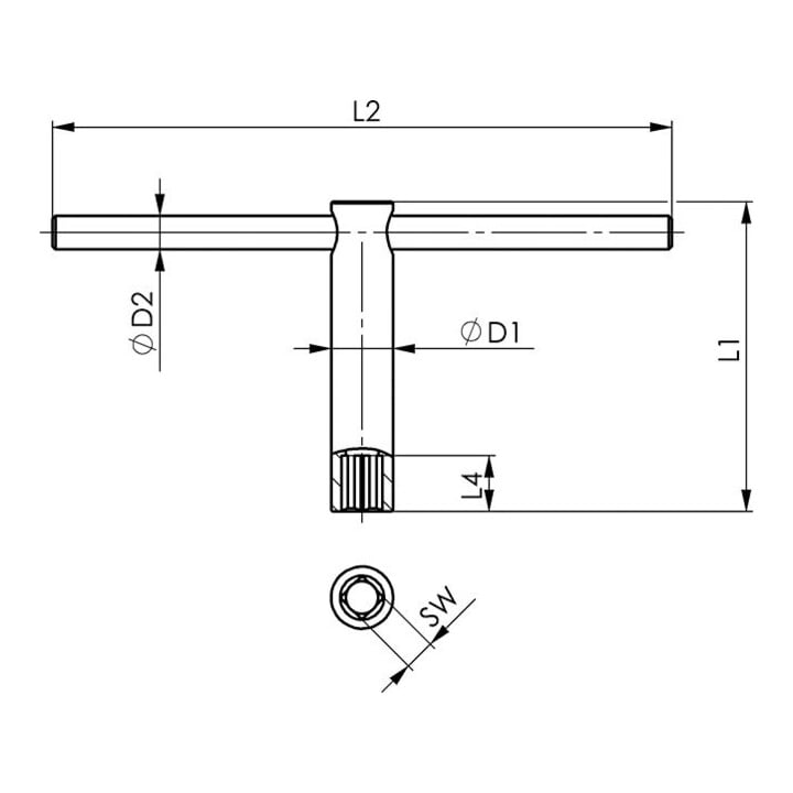 Andreas Maier Clé carrée DIN 904L SW 8 mm acier spécial brunie