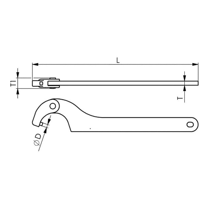 Andreas Maier Gewrichts-hakensleutel pen 165-230 x 10 mm
